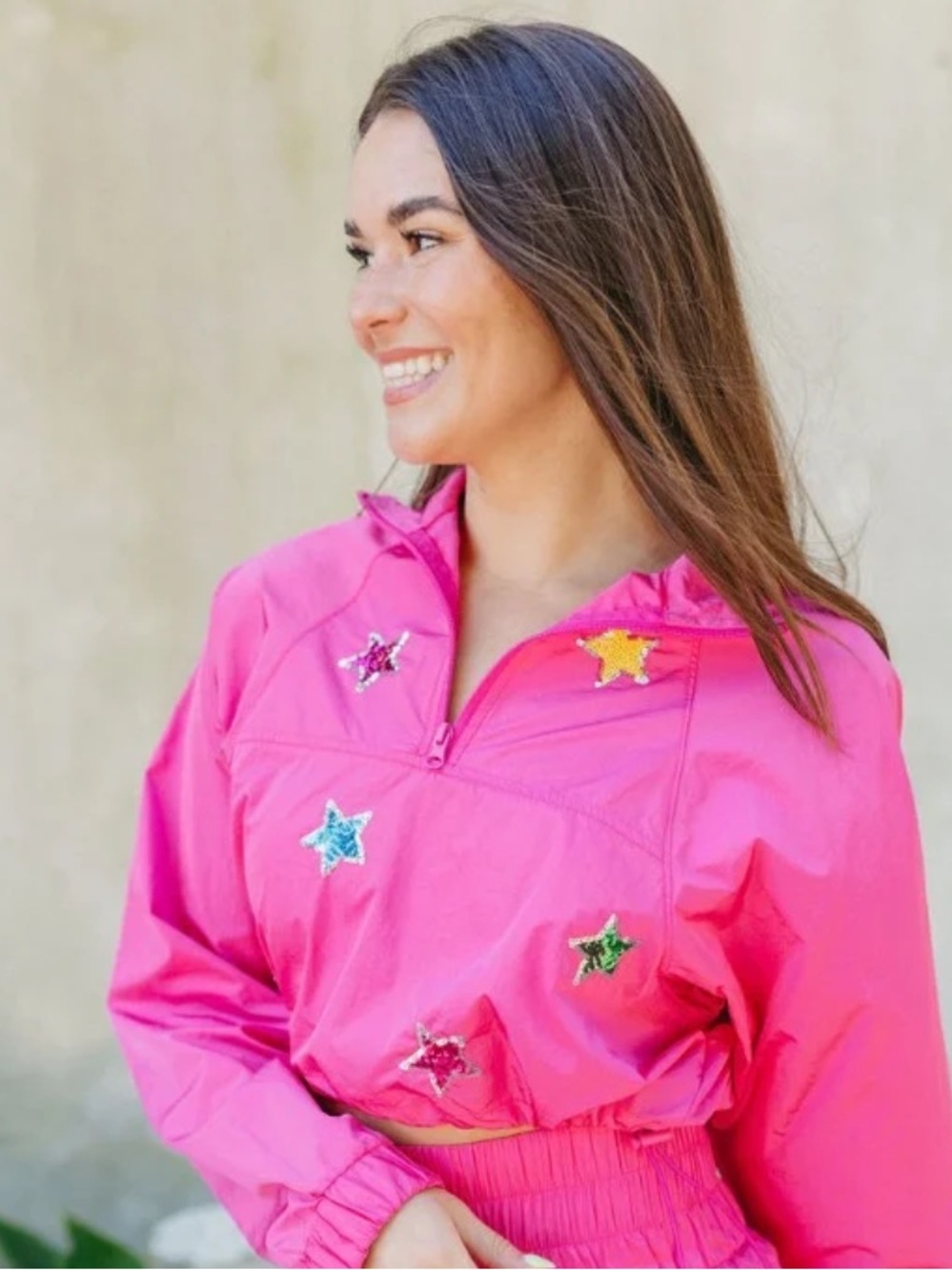 Peach Love California Hot Pink Sequin Star Mini Skirt - Picture 5 of 9